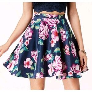 City Studio Circle Skirt Womens Small 27W Floral Skater Mini Tulle Lined Flare